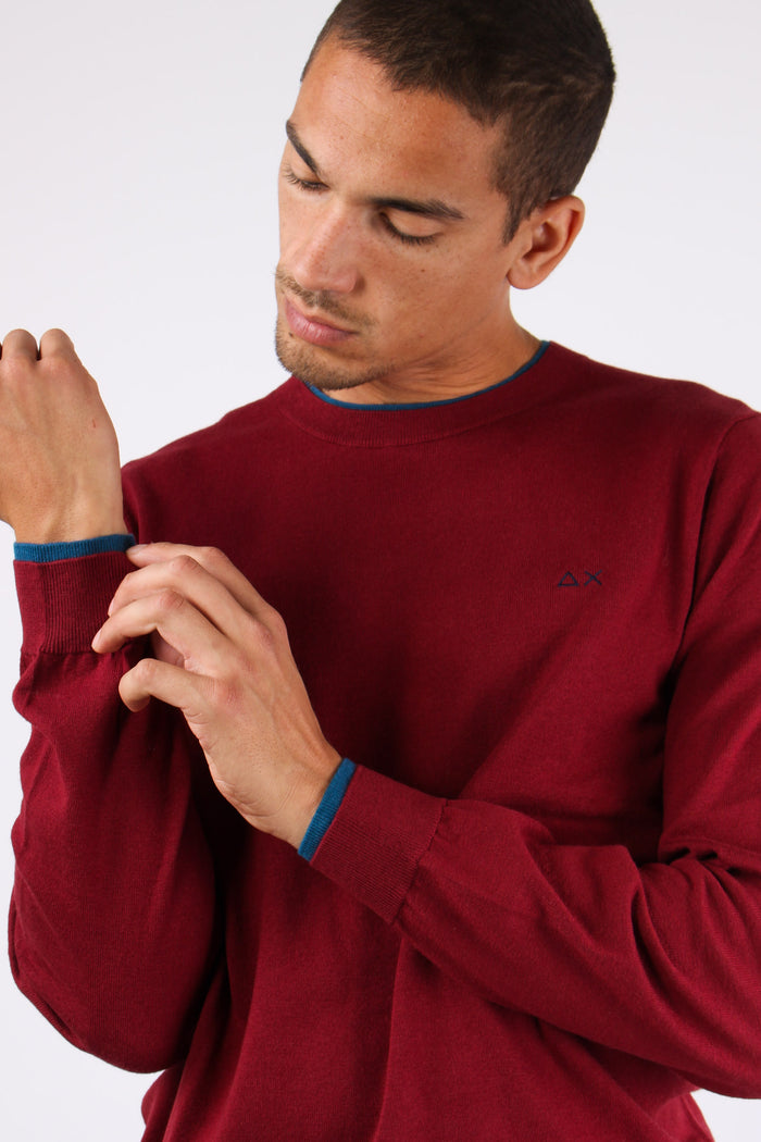 Maglia Misto Lana Profilo Coll Bordeaux-7