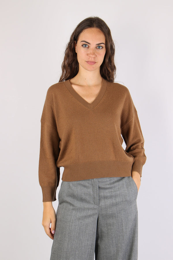 Mlseditore Maglia Scollo V Cammello-2