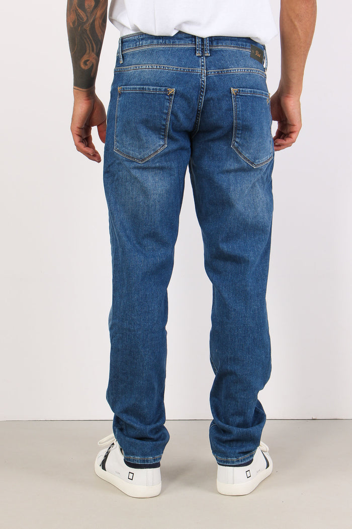 Denim Tapered Fondo Stretto Denim Medio-4