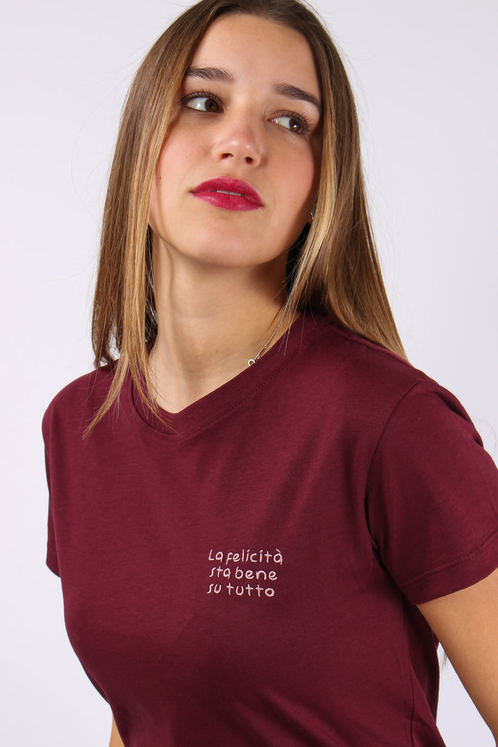 T-shirt Ricamo La Felicita Sta Bordeaux-3