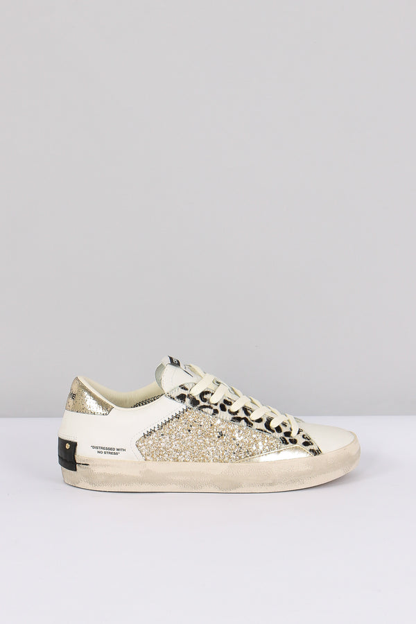 Sneakers Distressed Chrome Fang Bianco/oro