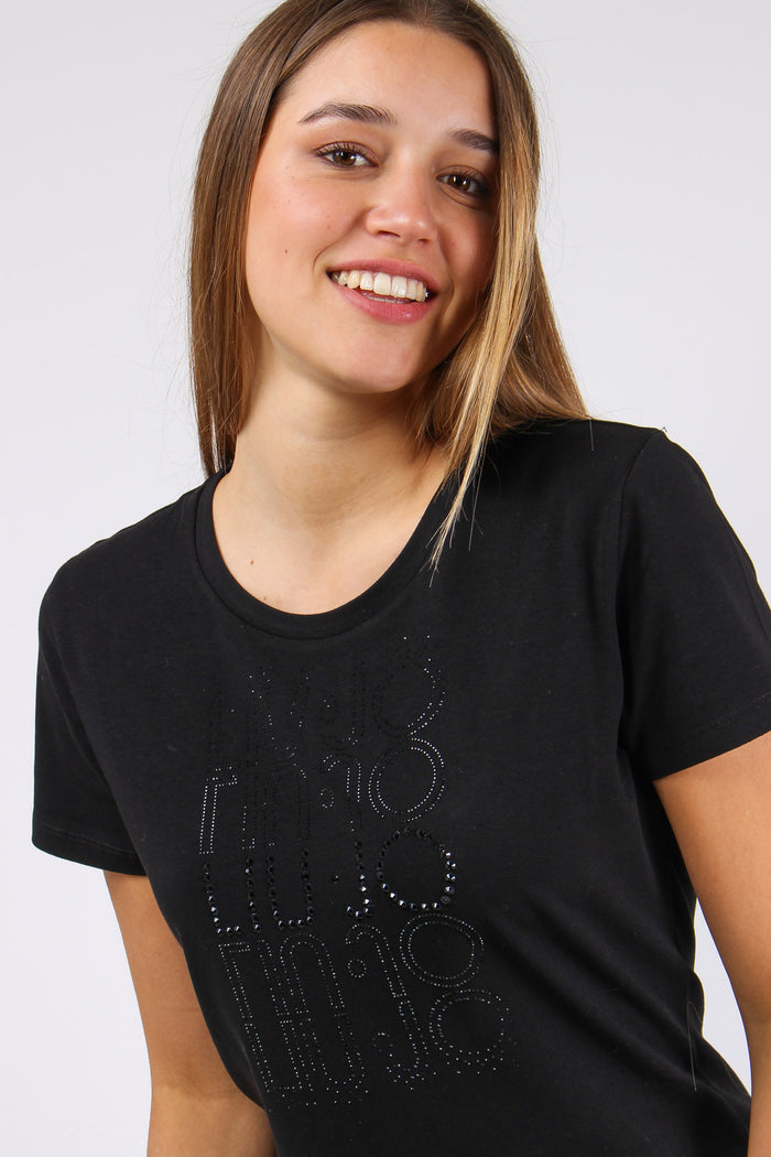 T-shirt Manica Cort Strass Nero/degrade-8