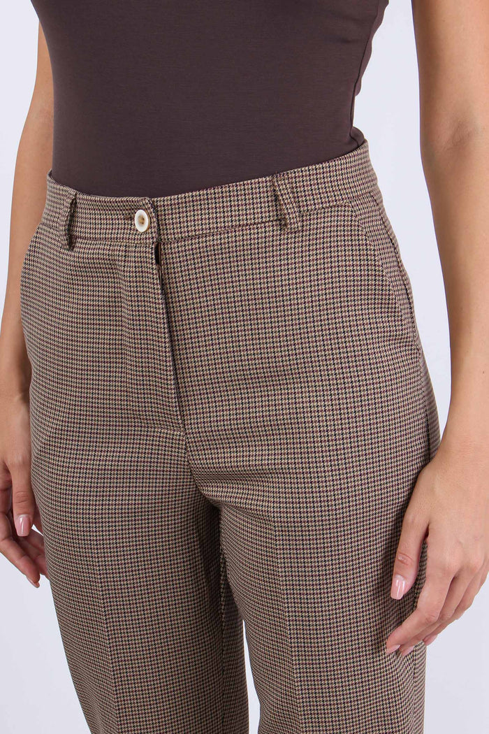 Pantalone Micro Pied De Poule Cammello-7