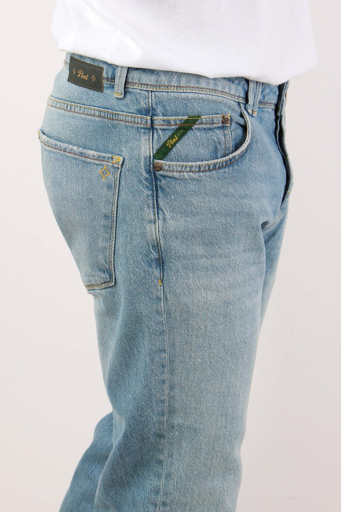 Denim Tapered Fondo Stretto Denim Chiaro-6