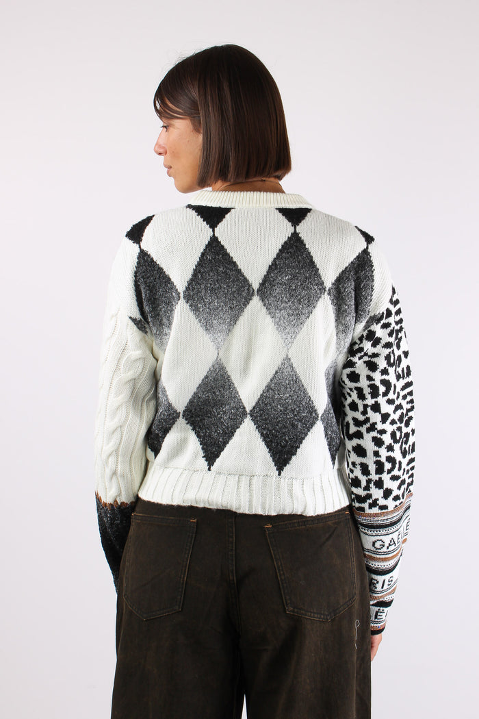 Maglia Girocollo Losanghe Crema-4
