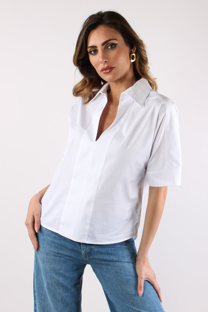 Camicia M/m Effetto Polo Bianco-3