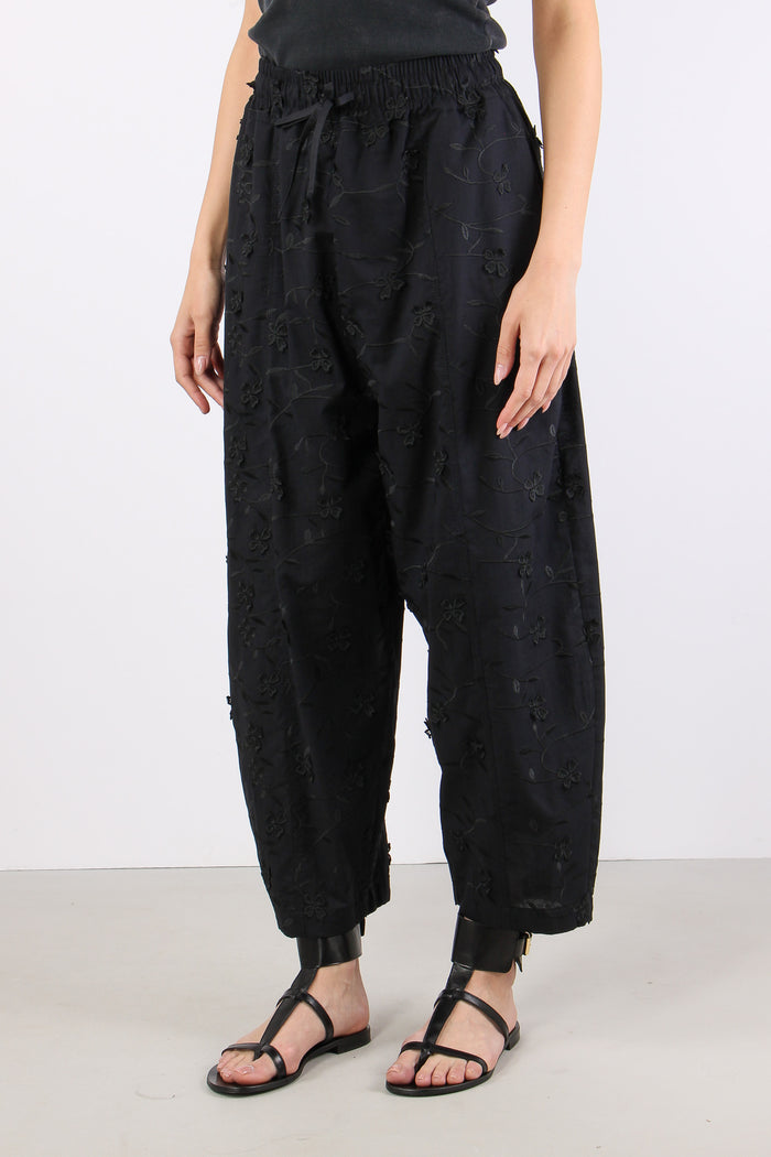 Pantalone Barrel Fiore 3d Nero-3