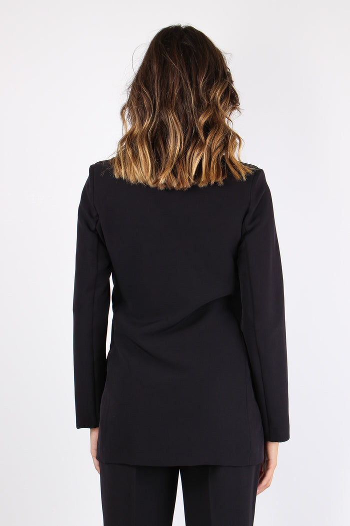 Giacca Doppiopetto Tessuto Tec Nero-4