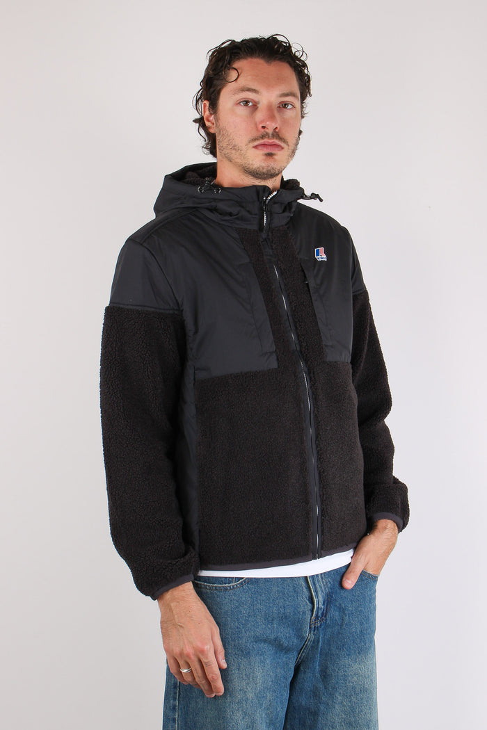 Giubbotto Cappuccio Inserto Teddy Black Pure-7