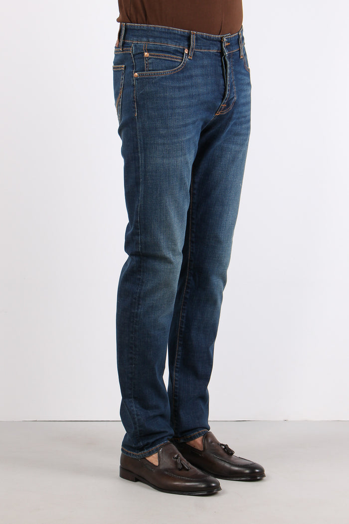 Denim Cuciture Contrasto Denim Scuro-7