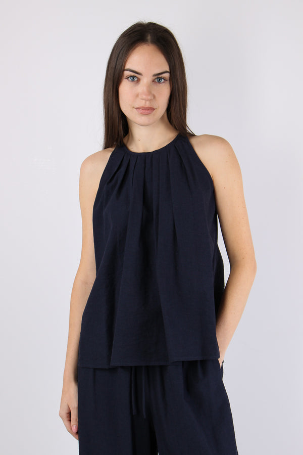 Canotta Plisse Blu Navy-2