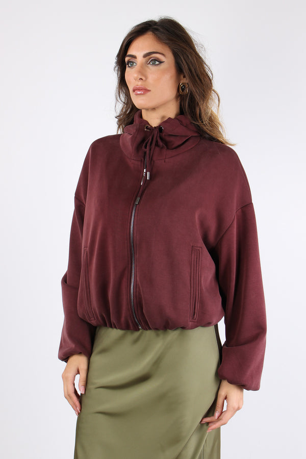 Felpa Modal Fodera Cappuccio Bordeaux-2
