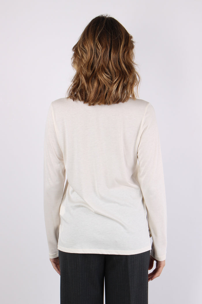 Camicia Misto Seta Panna-5