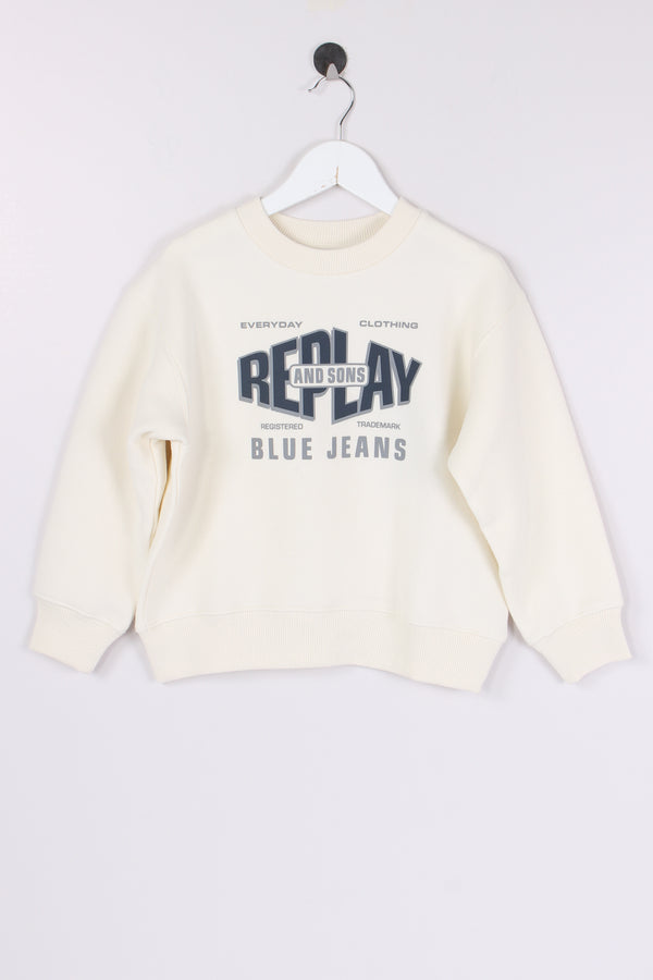 Felpa Girocollo Stampa Panna