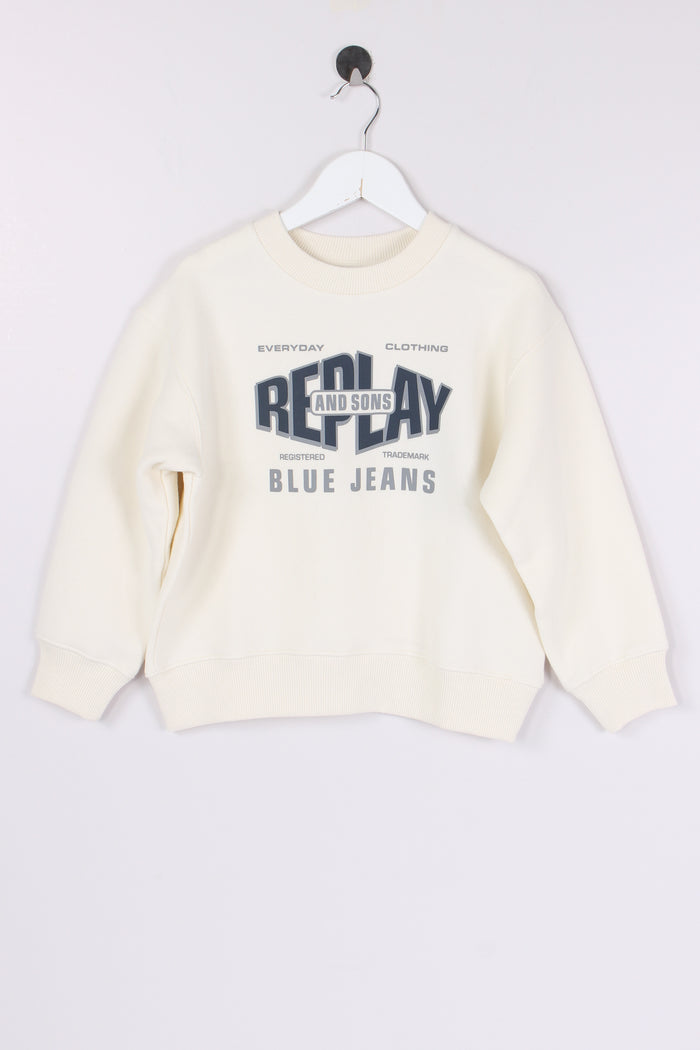 Felpa Girocollo Stampa Panna