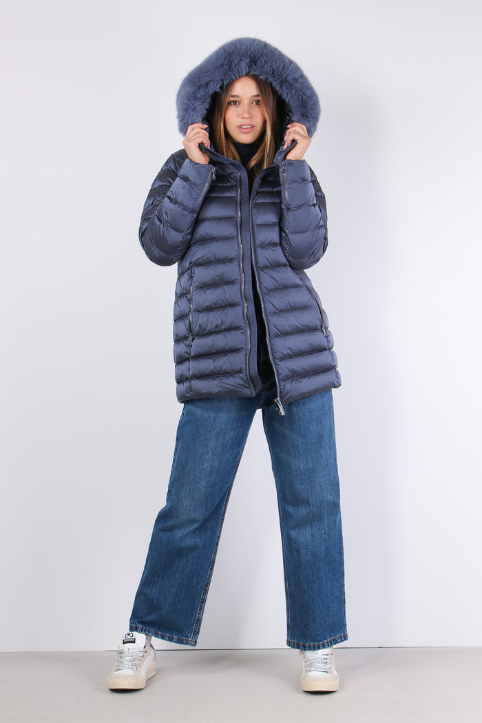 Piumino Svasato Ecopelliccia Dark Profondo-6