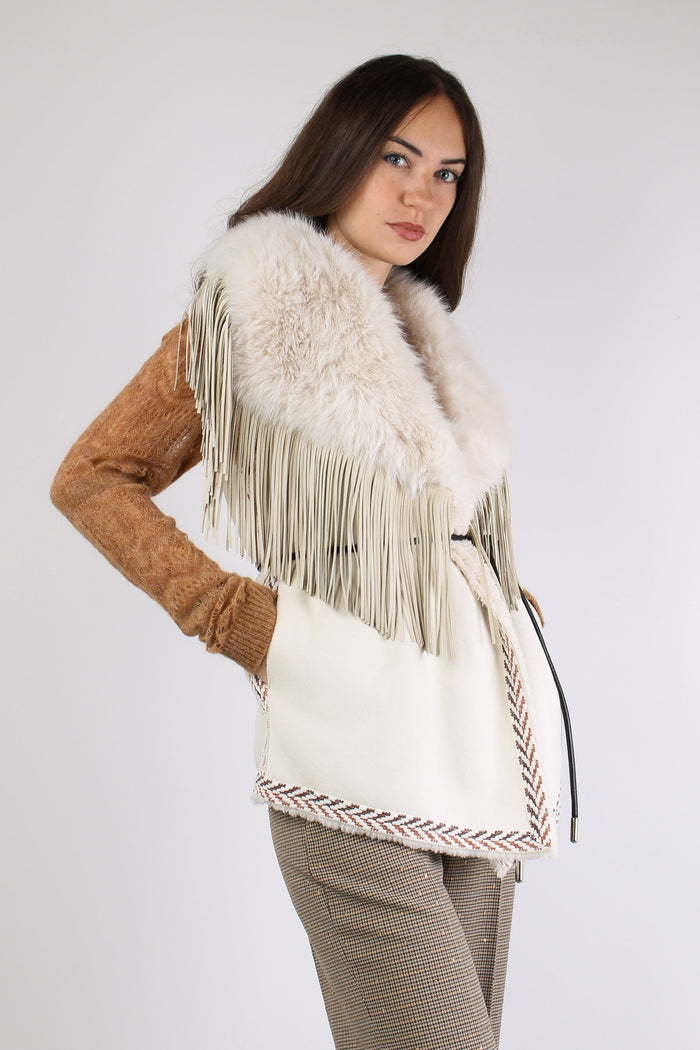 Gilet Ecomontone Frange Rust-7