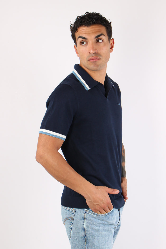 Polo Derby Filo Riga Contrasto Navy Blue-3