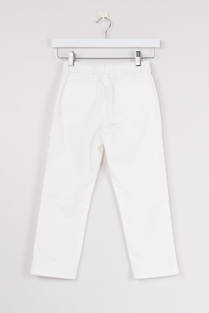 Pantalone Cotone Coulisse Bianco-2