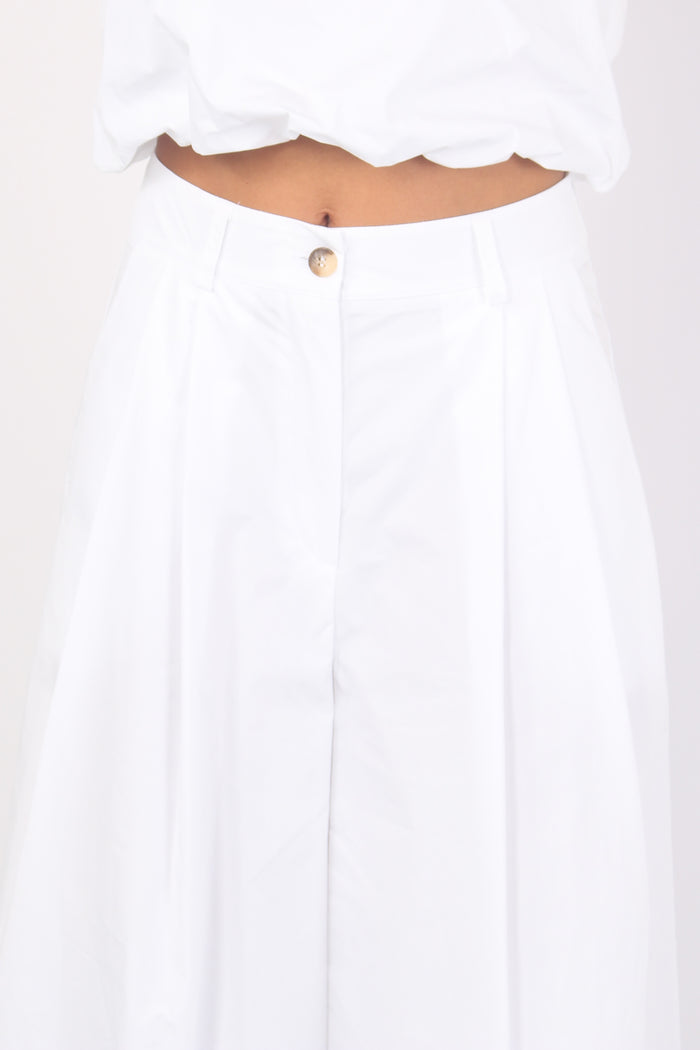 Pantalone Largo Cotone Pences Bianco-10