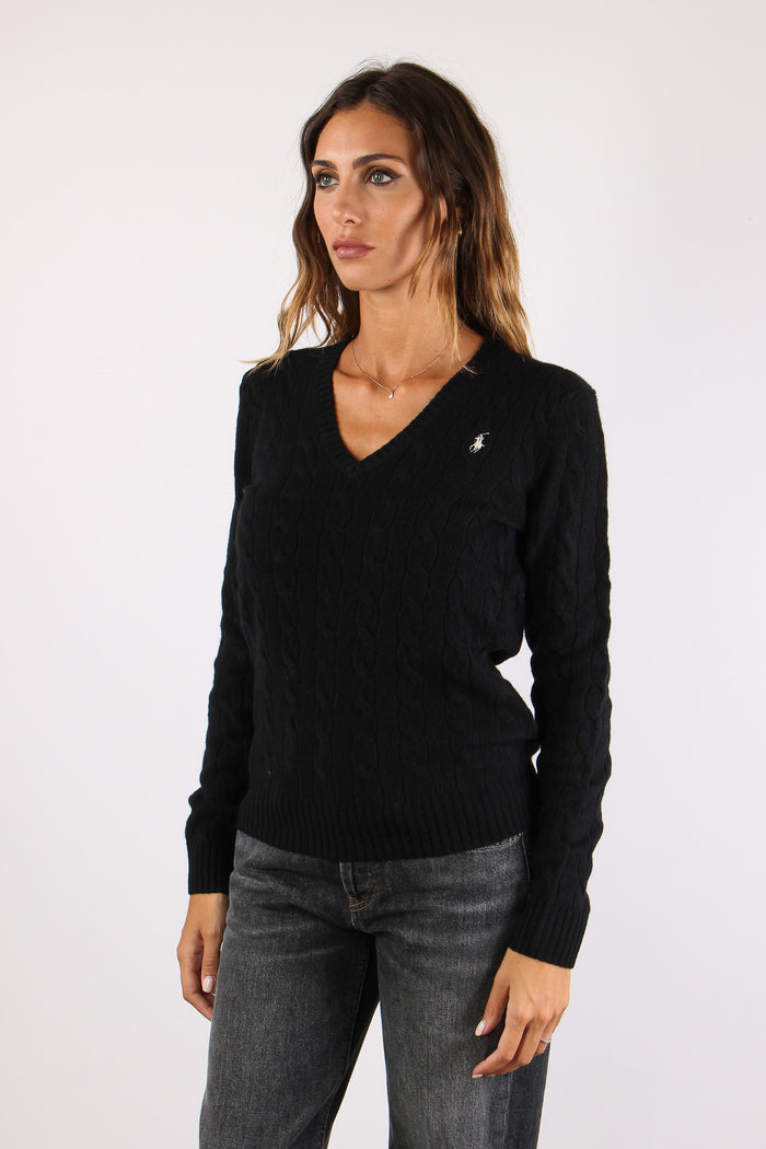 Maglia Scavo V Trecce Polo Black-4