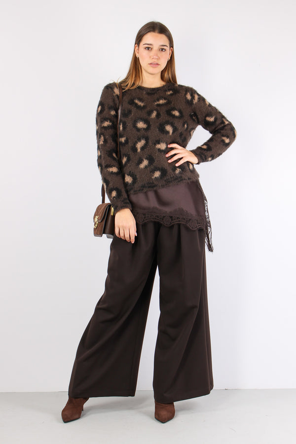 Top Sbieco Inserti Pizzo Moro