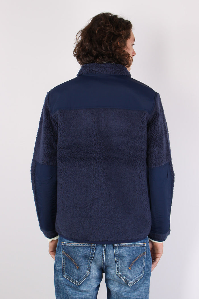 Felpa Full Zip Bimateriale Navy-3