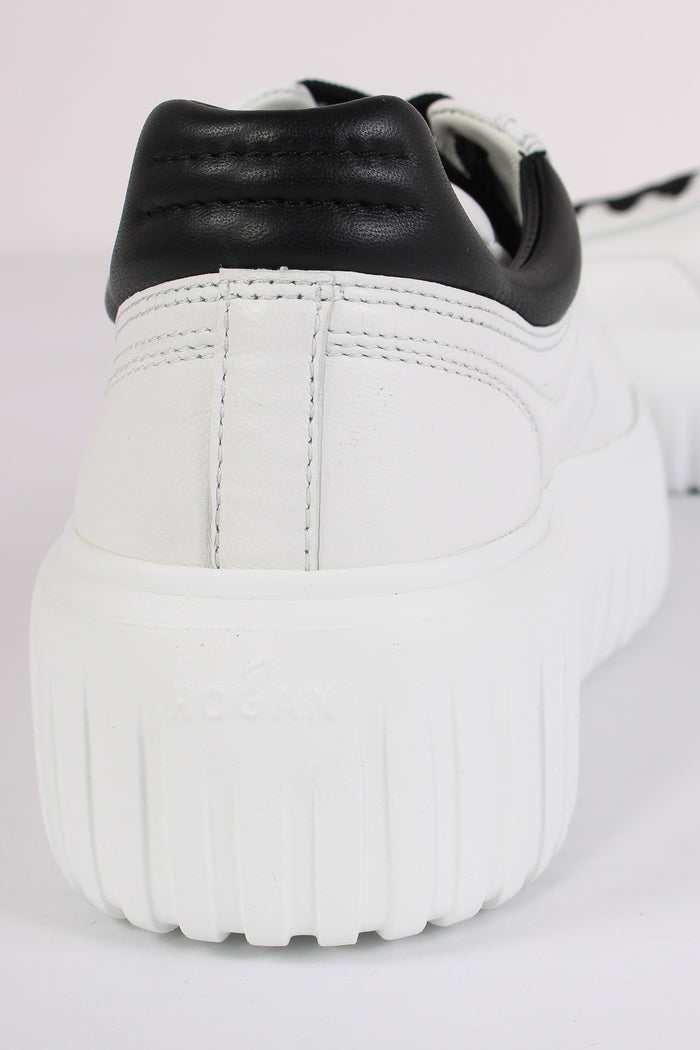 Sneaker Platform Suola Riga Bianco/nero-8