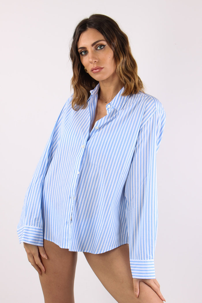 Camicia Slim Riga Ricamo Schiena Bianco/azzurro-3