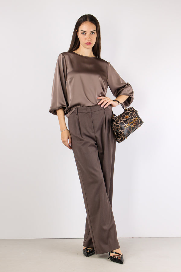 Blusa Effetto Raso Manica Pall Orzo