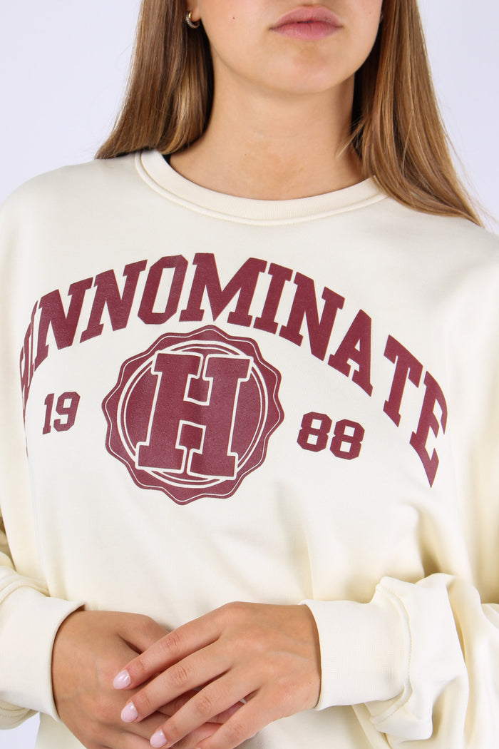 Felpa College Bianco Burro-7