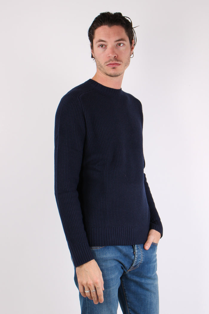 Maglia Giroccolo Misto Lana Poseidon Blue-6