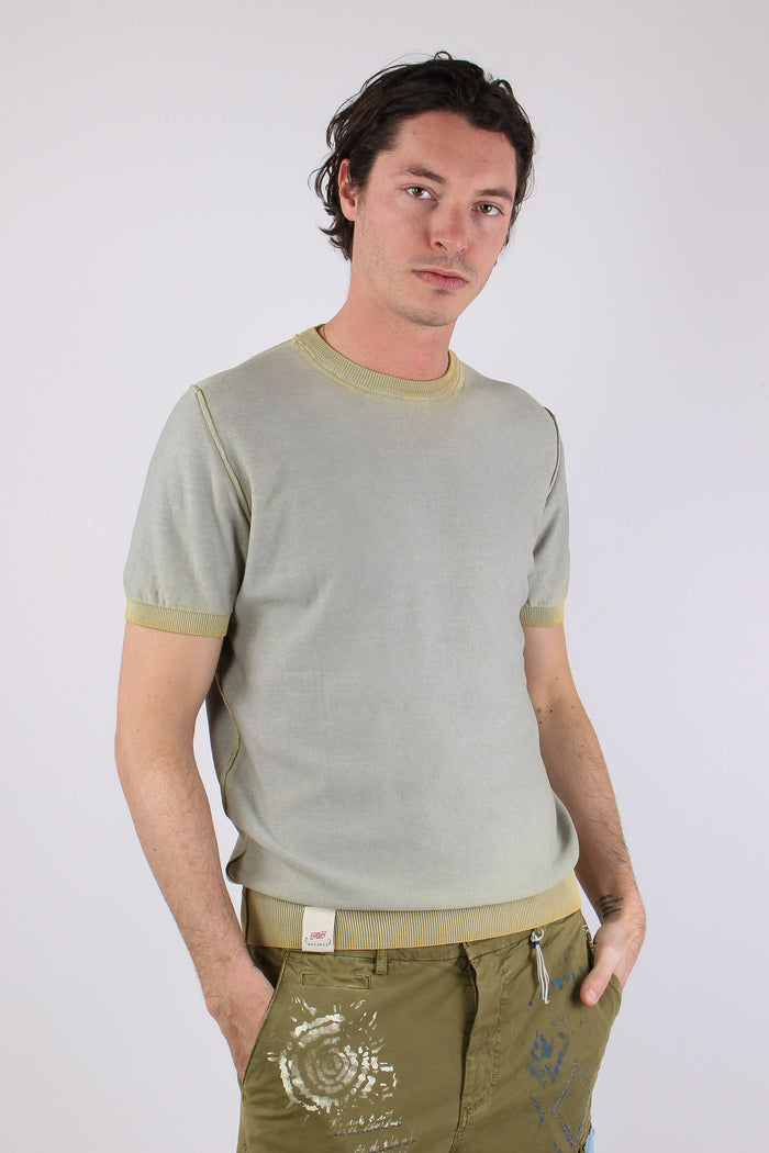 Maglia M/m Filo Reversibile Mostarda/argento-3