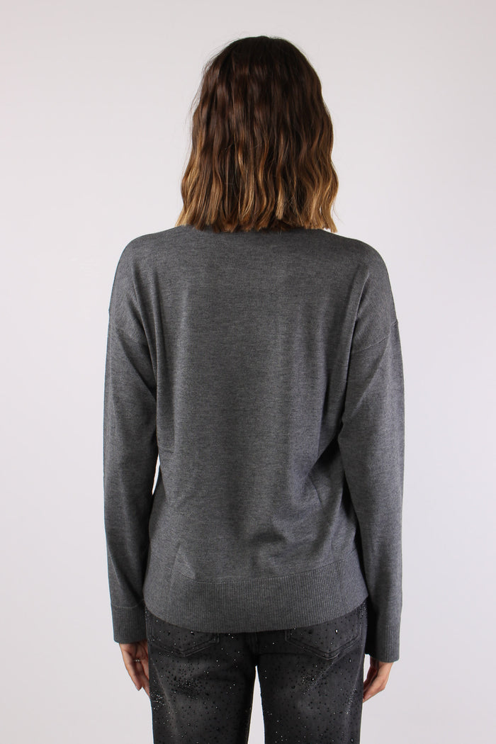 Maglia M/l Spacchetti Misto Lana Grigio Melange-5