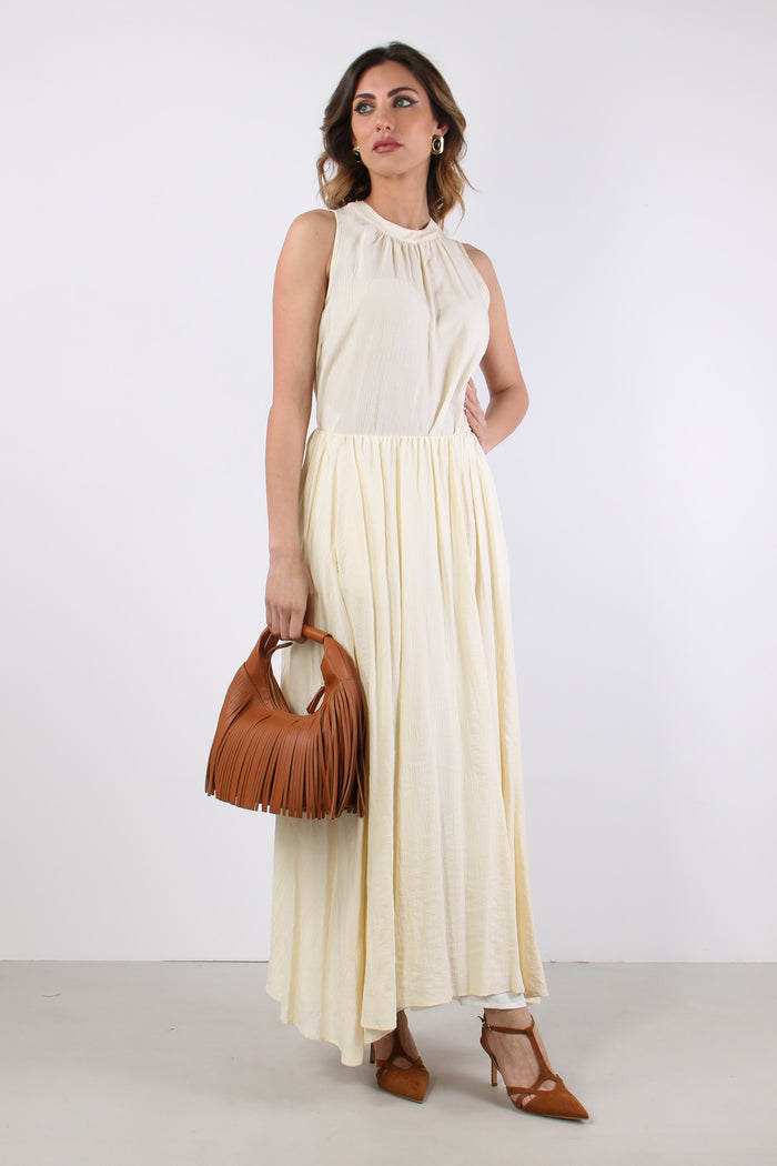 Top Allaccio Collo Coulisse Avorio-4