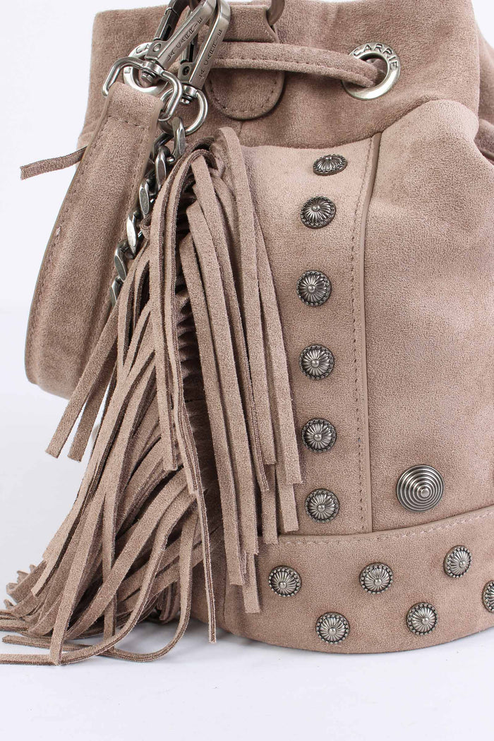 Secchiello Suede Frange Taupe-6