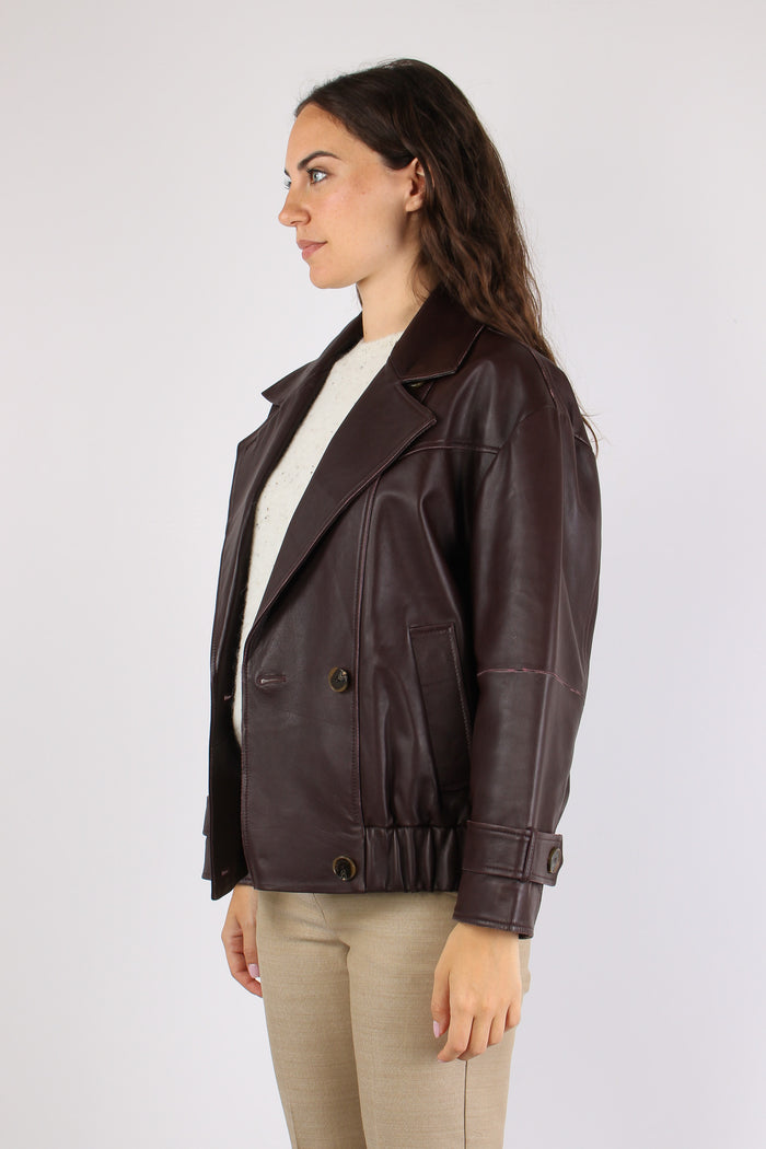 Mlspallore Bomber Pelle Bordeaux-4