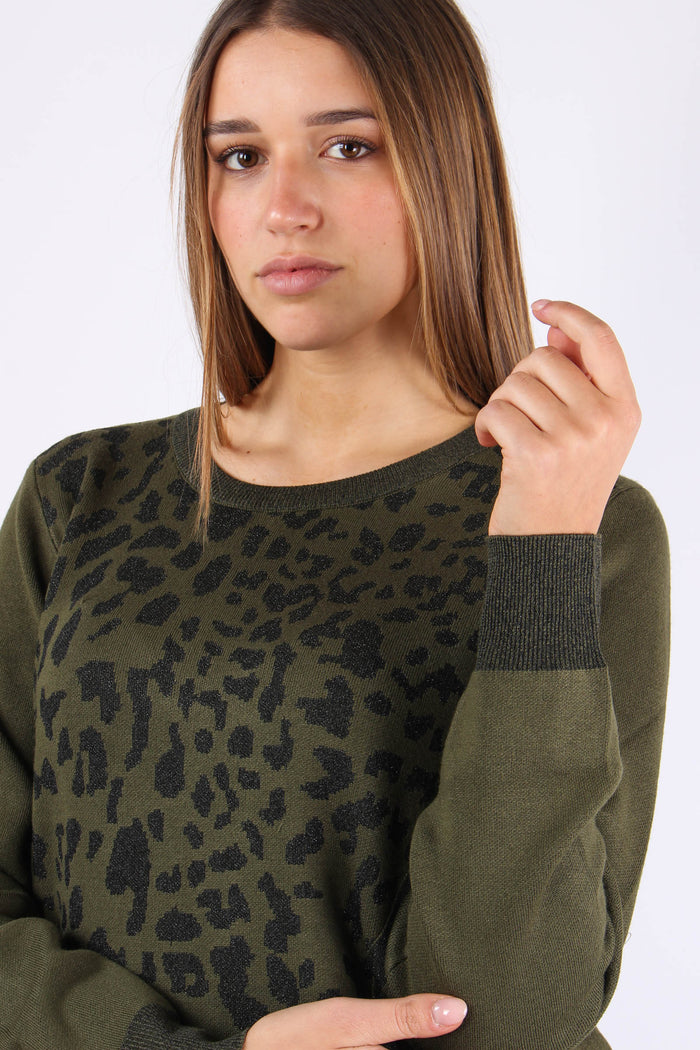 Maglia Inserto Macula Lurex Olive/nero-6