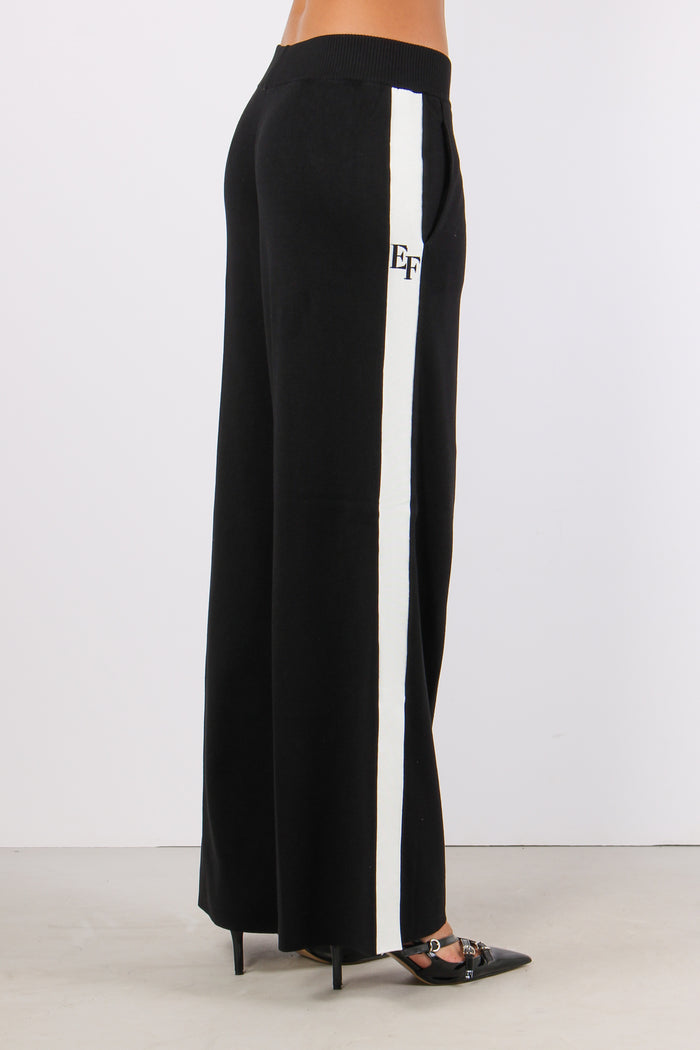 Pantalone Palazzo Tricot Nero/milk-7