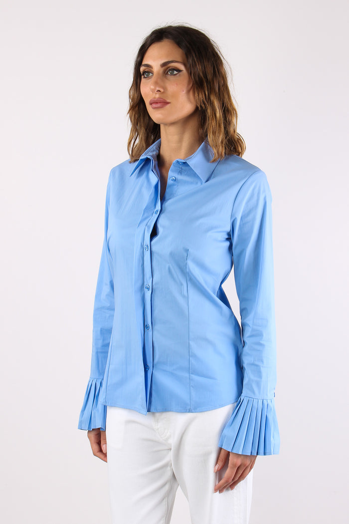 Camicia Manica Plisse Azzurro-3