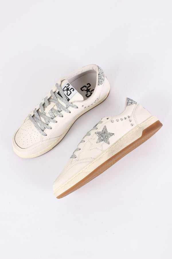 Sneakers Week Glitter Borchie Bianco/argento-2