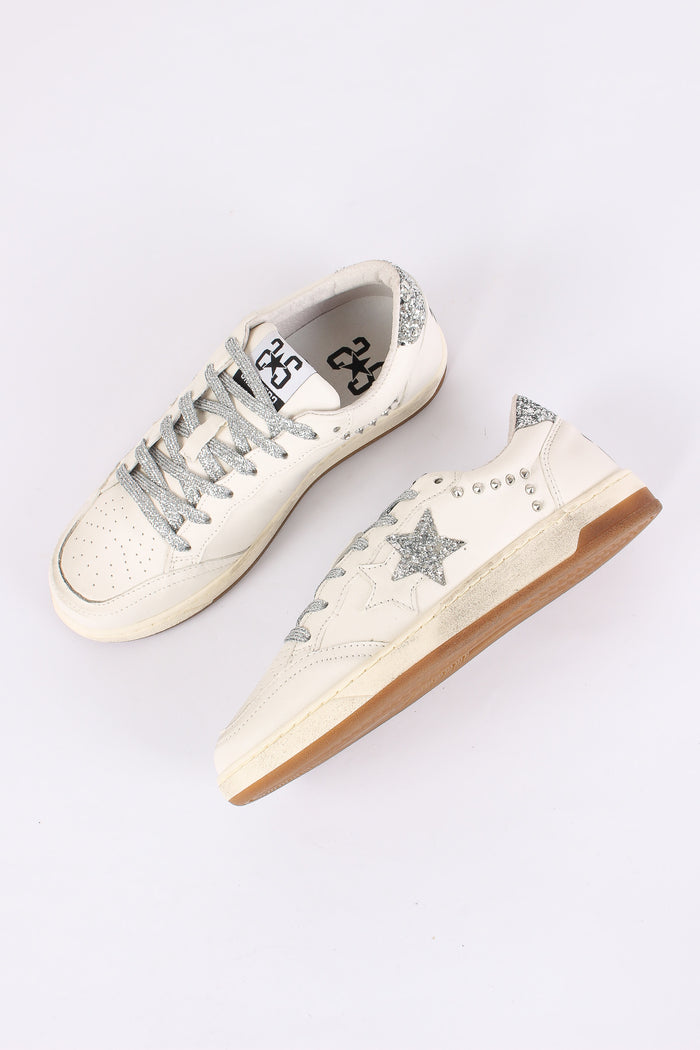 Sneakers Week Glitter Borchie Bianco/argento-2