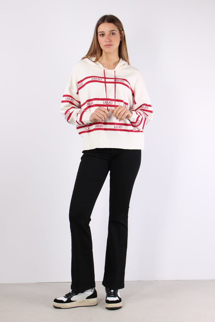 Maglia Cappuccio Riga Bianco/ciliegia-4