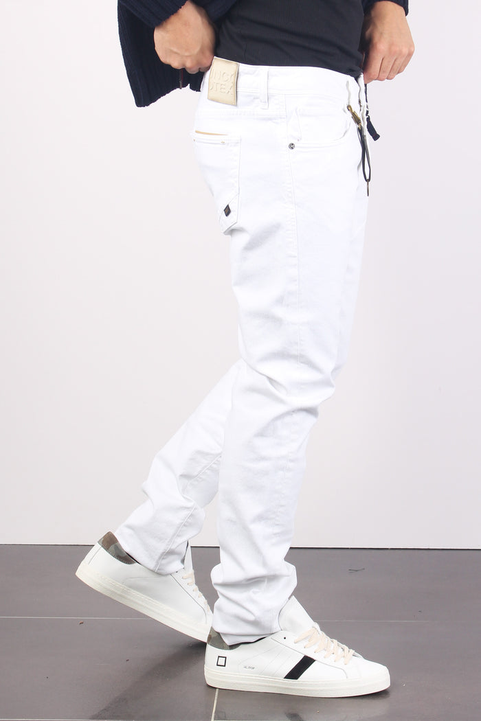 Jeans Cinque Tasche Logo Bianco Ottico-4