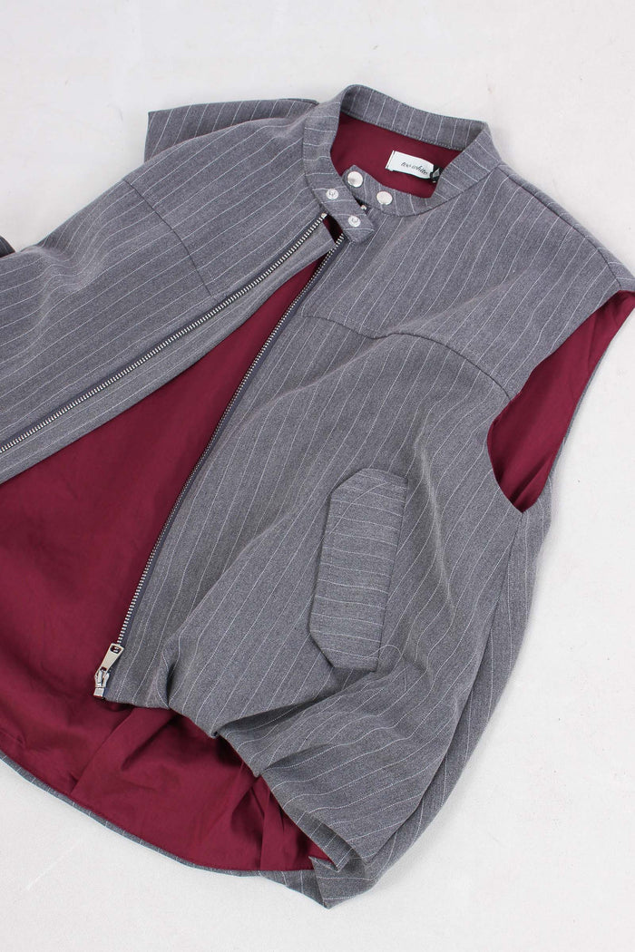 Gilet Gessato Stondato Grigio-3