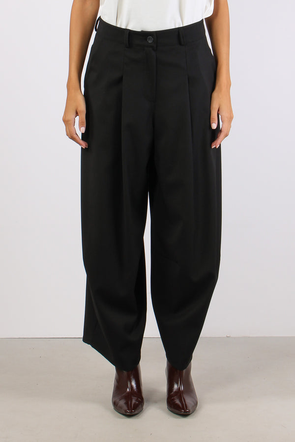 Pantalone Balloon Fresco Lana Nero-2