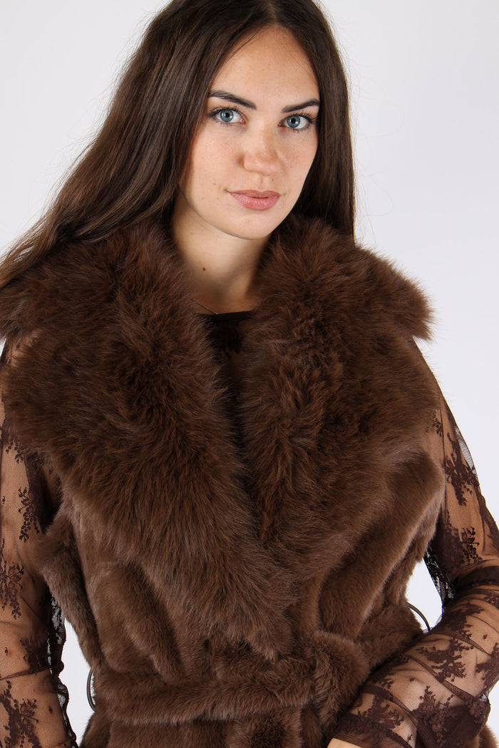 Penny Gilet Ecopelliccia Marrone-6