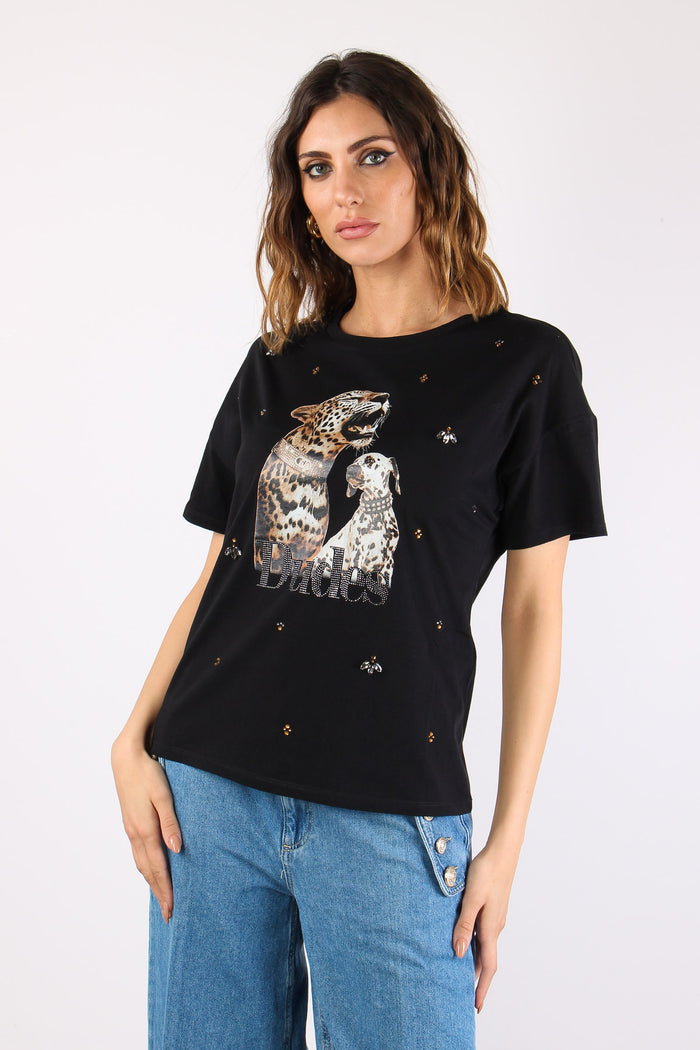 T-shirt Tigre Dalmata Nero-4