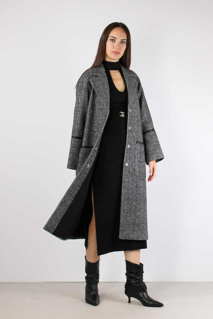 Cappotto Cintura Resca Grey Spinato-5