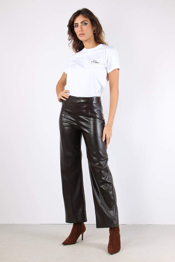 Pantalone Dritto Ecopelle Moro